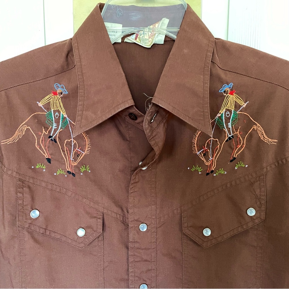 Vintage Brown Rocking K Ranchwear Western Cowboy Shirt